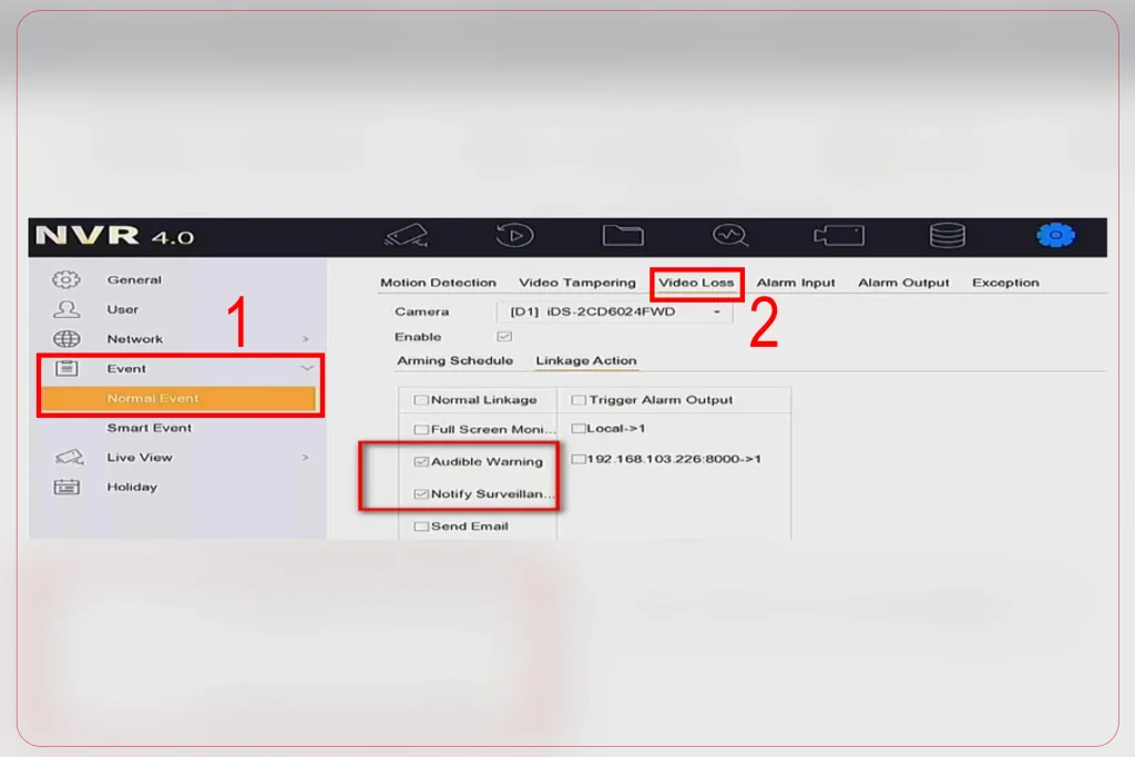 قابلیت هشدار قطع تصویر (Video Loss Detection) هایک ویژن
