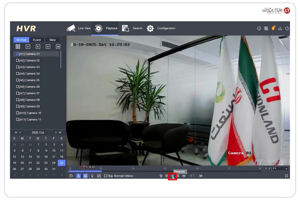 دکمه پخش معکوس (Reverse Playback) در پلی بک DVR هایک ویژن