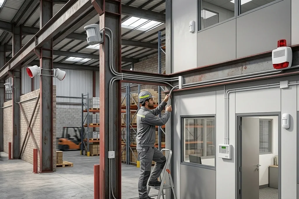 نصب دزدگیر در سوله صنعتی با سنسور بیرونی و فلکسی