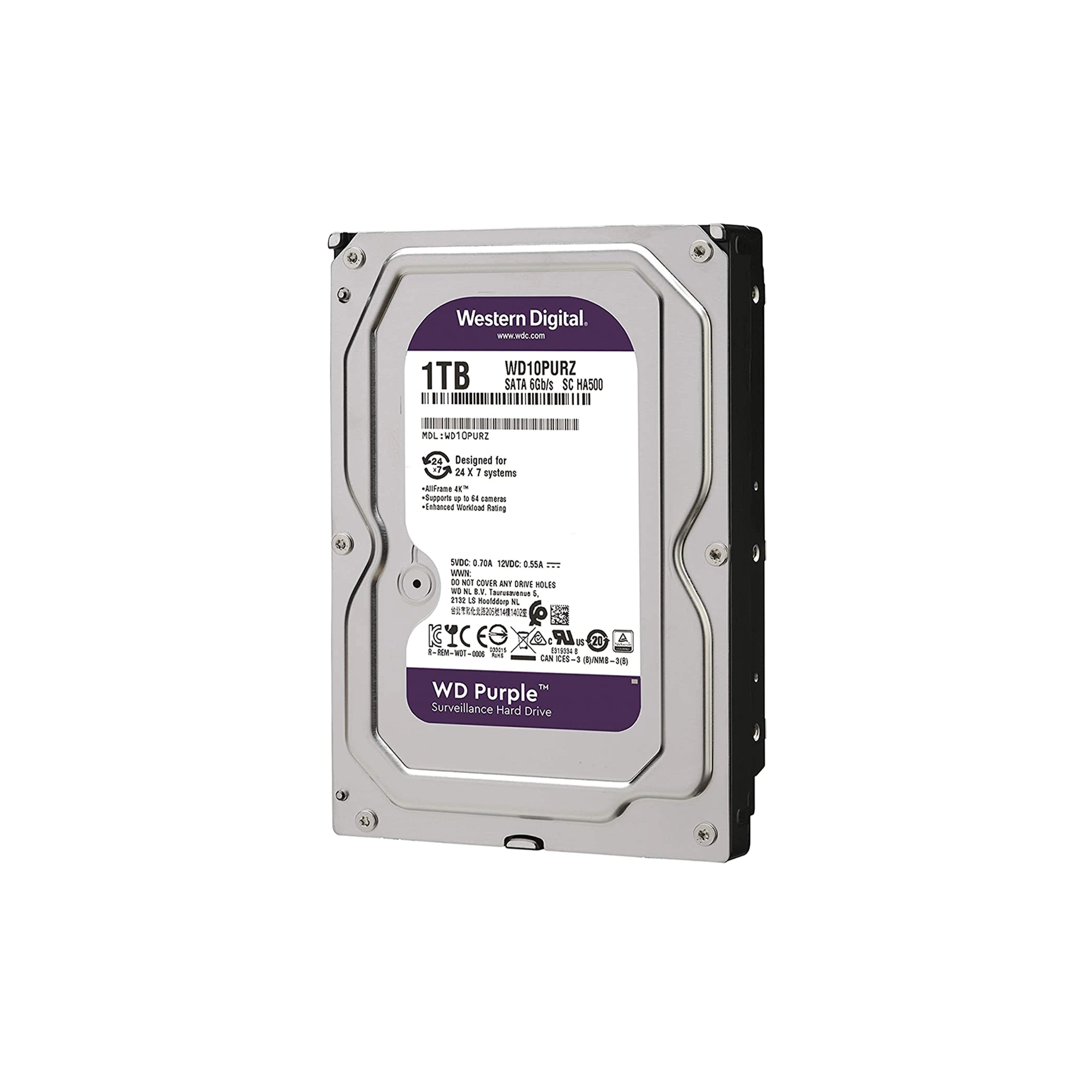 هارددیسک اینترنال وسترن دیجیتال مدل Purple WD10PURZ ظرفیت 1 ترابایت