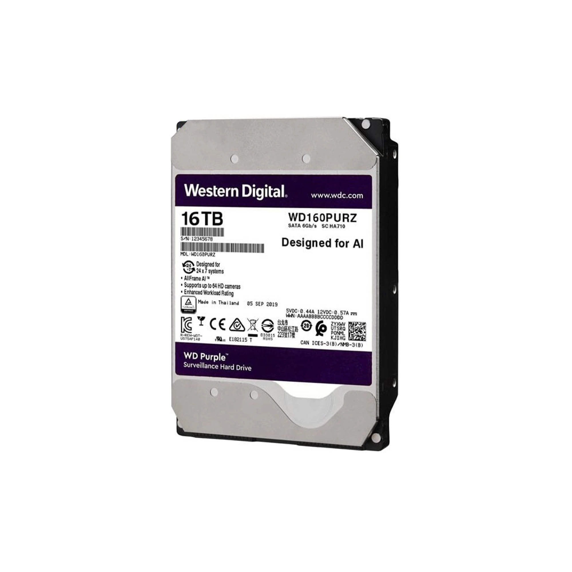 هارددیسک اینترنال وسترن دیجیتال مدل Purple WD160PURZ ظرفیت 16 ترابایت